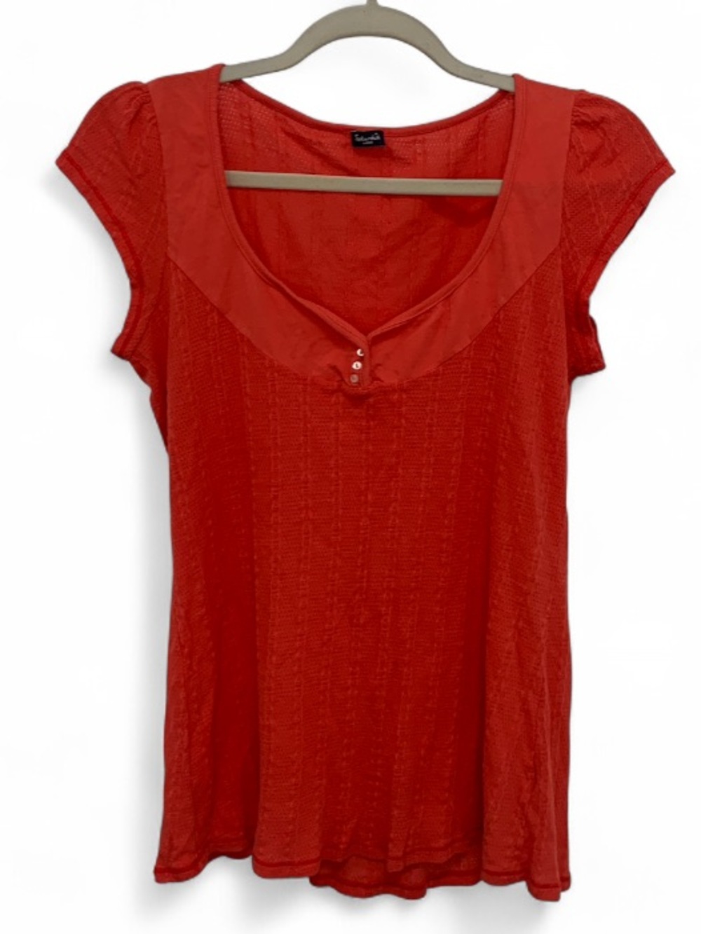 Splendid Orange Short Sleeve Scoop Neck Cap Sleeve Short Sleeve Top